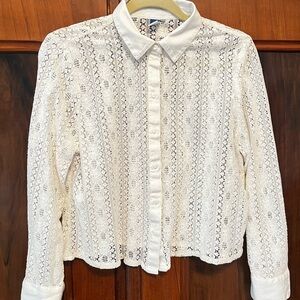 Old Navy Cream Lace Button-Down Shirt